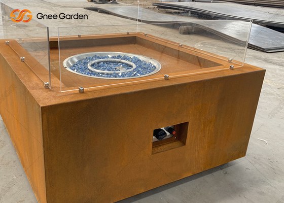 Customized Outdoor Charcoal Brazier Gas Firepit Corten Steel Table