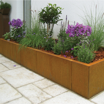Outdoor Street 0.8mm Corten Steel Square Planter Box For Public Park Weather Proof