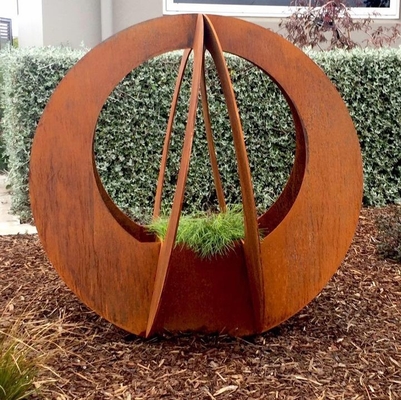 Rusty Red Modern Outdoor Metal Planter Customizable Corten Steel Planters