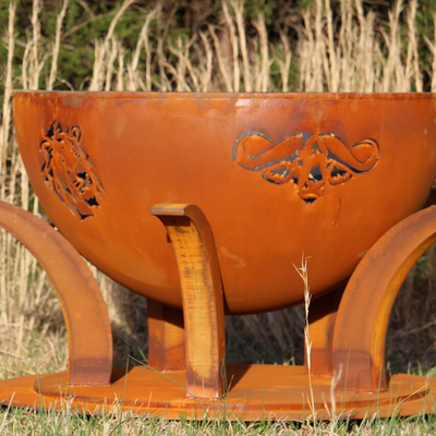 Corten Steel Fire Pit Laser Cut Animal Fire Pit Camping Wood Burning Bonfire