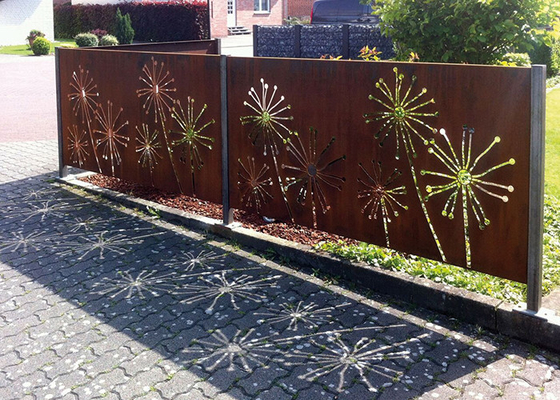 Laser Cutting Dandelion Patterns Corten Steel Garden Screens Decoration