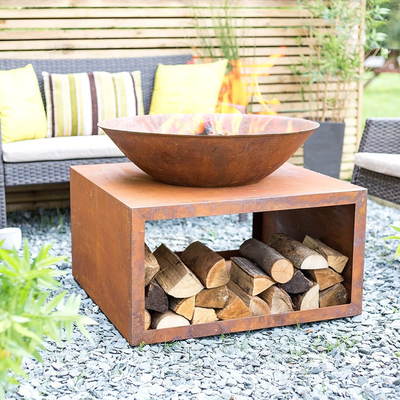 100cm Garden Landscape Round Rusted Camping Fireplace Corten Steel