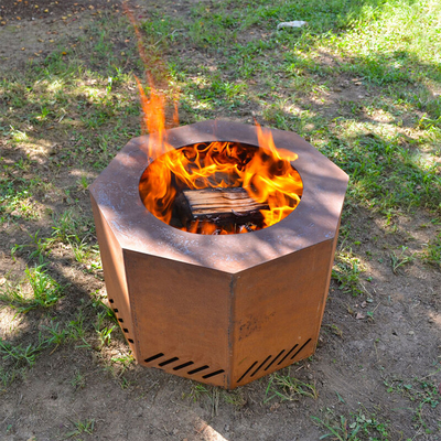 Camping Heater Wood Burning Corten Steel Round Fire Pit In Outdoor Living Space