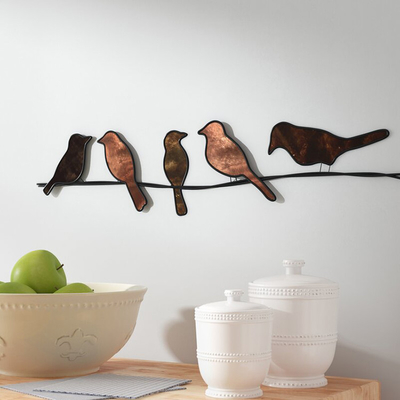 Gnee Garden 6&quot; Height Contemporary Metal Bird Wall Sculpture Indoor