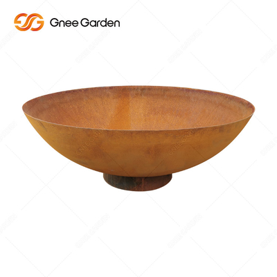 Weathering Corten Steel Metal Patio Column Fire Pit Carbon Steel Half Ball Sphere Firepit