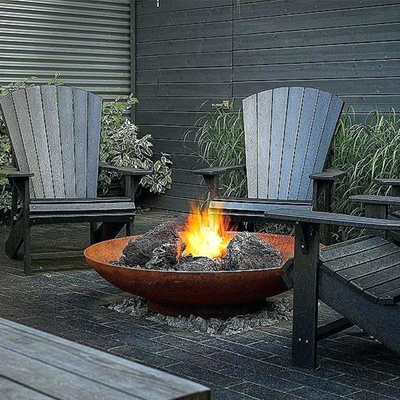 Weathering Corten Steel Metal Patio Column Fire Pit Carbon Steel Half Ball Sphere Firepit