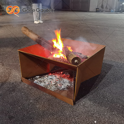 New Design Corten Steel Metal Pattern Folding Fire Pit