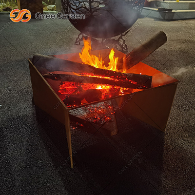 New Design Corten Steel Metal Pattern Folding Fire Pit