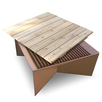 Wood Burning Corten Steel Metal Garden Fire Pit &amp; BBQ