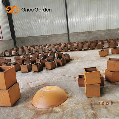 Corten Large Outdoor Metal Decorative Planter Rectangular Metal Wall Planter