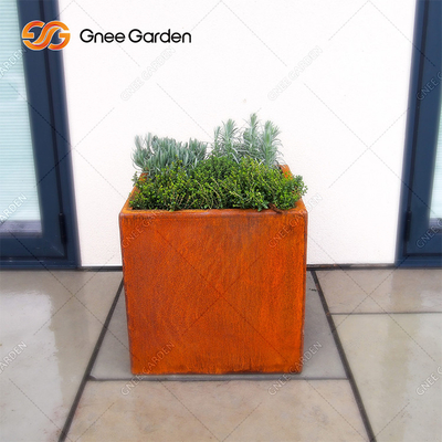 Outdoor Garden Metal Planter Corten Steel Flower Pot Custom Painted