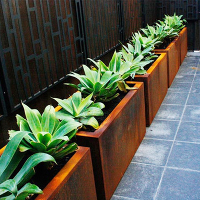 Metal Planting Box Rectangular Outdoor Indoor Planter Garden Big Pots Flower