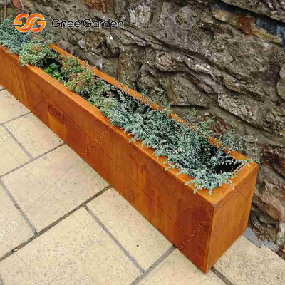 Large Square Outdoor Metal Planter Corten Steel Flower Pots Customized