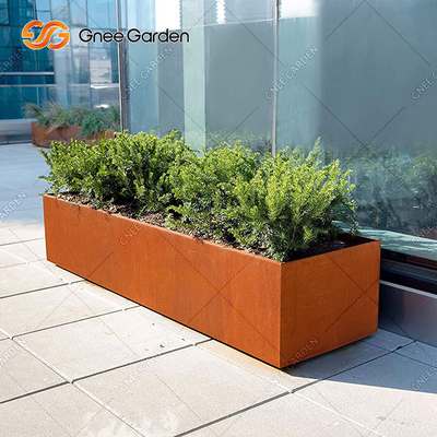 Large Square Outdoor Metal Planter Corten Steel Flower Pots Customized