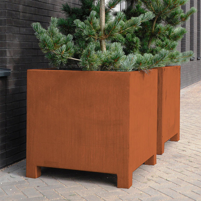 Rectangular Corten Steel Planter Metal Stand Flower Pot