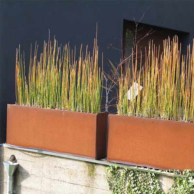Rectangular Corten Steel Planter Metal Stand Flower Pot