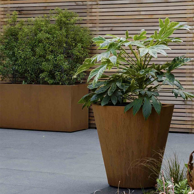 2.0-10mm Rusty Metal Planter Boxes Garden Decoration Corten Steel Plant Pots