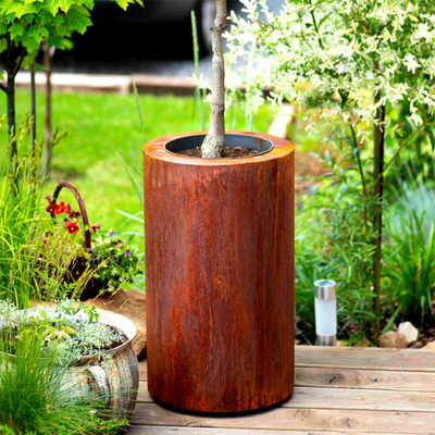 OEM ODM Large Corten Steel Circular Planters Box With Privacy Shielding