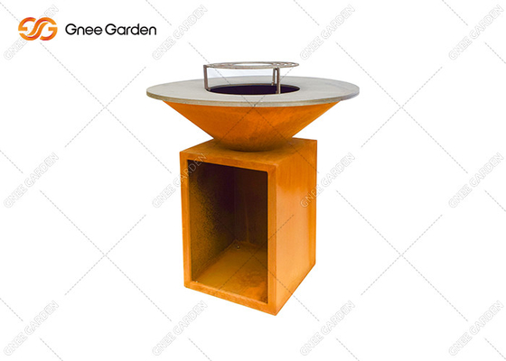 Charcoal Corten Steel Family Outdoor Fire Pit Table Corten Steel Bbq Grill