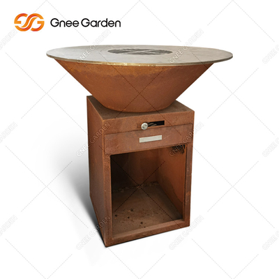 Wood Burning Corten Steel Bbq Grills For Outdoor Rust Brasero Barbecue Party
