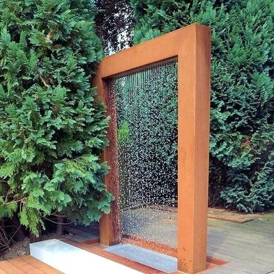 Customized Garden Corten Steel Water Pool With Rain Curtain