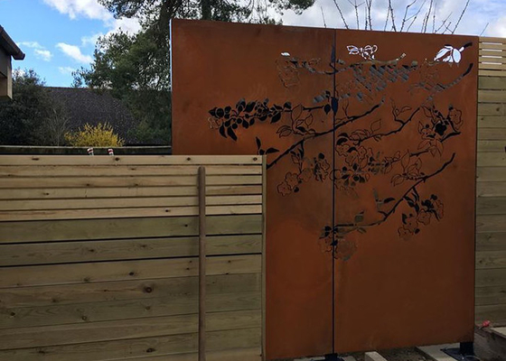 Thickness 3mm Decorative Laser Cut Screen Corten Steel Garden Panels SGS