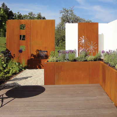 SGS TUV  0.8mm -2.0mm Prefabricated Corten Steel Planters Square Cube