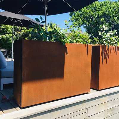Garden Decorative 1.5mm Corten Steel Rectangular Planter Customizable