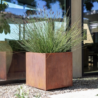 Metallic 1.2mm  Corten Steel Planter Box Rectangular Flower Pots abrasion proof