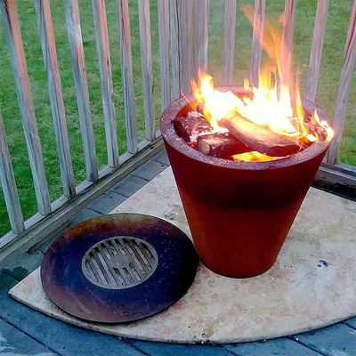 SGS TUV Customized Outdoor Cooking Grills Patio Weathering Steel Fire Pit