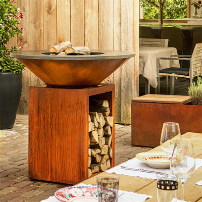 Prerusted  Corten Steel Round Fire Pit Camping 120cm Corten Steel Fire Pit