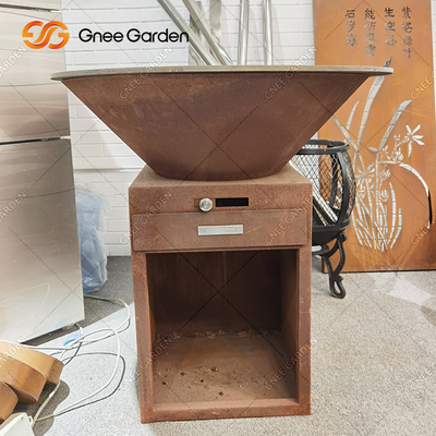 Pre Weathered Corten Steel Firepits Charcoal Barbecue Pit Customizable Size
