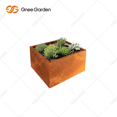 Outside Garden Corten Steel Square Planter Box Size Customizable RAL Colors