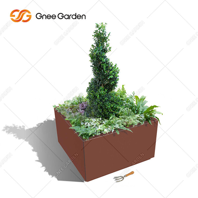 Metal Bending Rusty Corten Steel Planter Box In The Outdoor Patio
