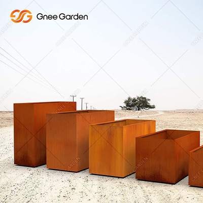 Metal Bending Rusty Corten Steel Planter Box In The Outdoor Patio