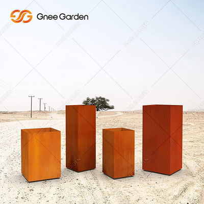 Rectangle 80cm Outdoor Metal Planter Weathered Steel Planter Box anticorrosion