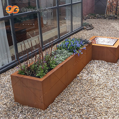 1200*500*600mm Corten Steel Vegetable Planters Rusted Metal Planter Boxes