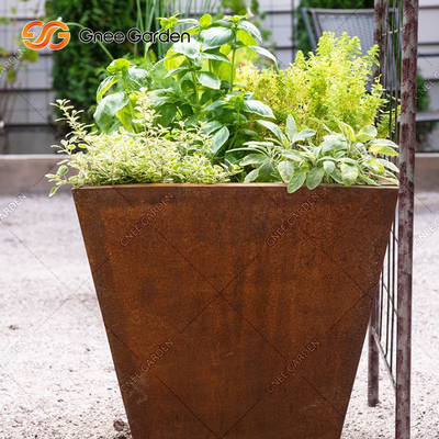 Laser Cut Corten Steel Large Metal Planters Outdoor Customized