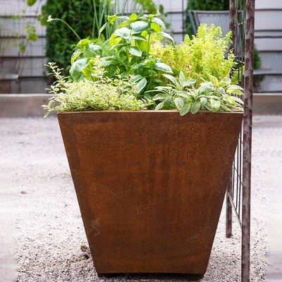 OEM ODM Raised Rectangular Metal Planter Box Corten Steel