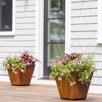 Laser Cut Corten Steel Large Metal Planters Outdoor Customized