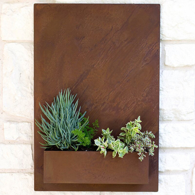 12″ X 20″ Vertical Outdoor Metal Planter Rectangular Steel Planter Box
