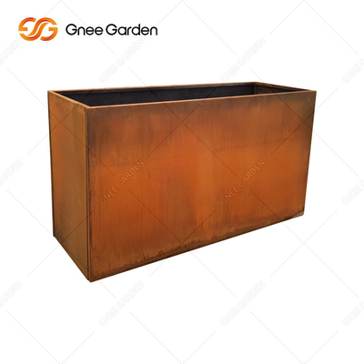 Rustic Corten Steel Large Metal Planter Boxes Rectangular Detachable Outdoor
