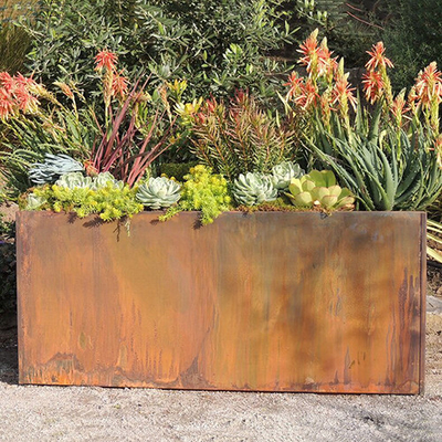 Customization Metal Garden Planter Boxes Corten Steel Trough Planter 1200mm