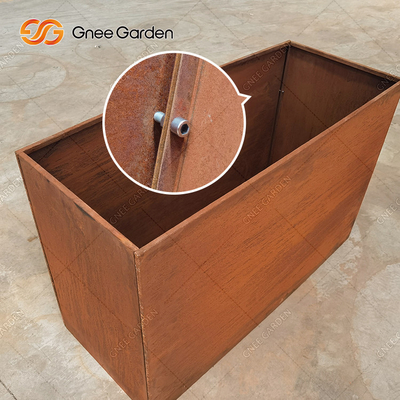 Rustic Corten Steel Large Metal Planter Boxes Rectangular Detachable Outdoor