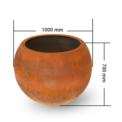 1000mm Raised Sphere Shaped Outdoor Metal Planter For Shopping Mall
