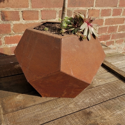 Laser Cut Corten Steel Planter Garden Outdoor Flower Pot