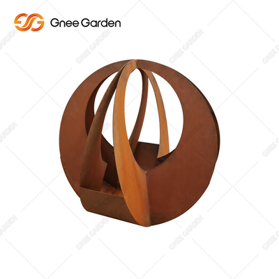 Simple Design Customizable Round Corten Steel Planter With Saucer For Home Decor