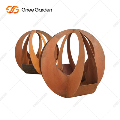 Simple Design Customizable Round Corten Steel Planter With Saucer For Home Decor