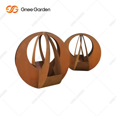 Simple Design Customizable Round Corten Steel Planter With Saucer For Home Decor