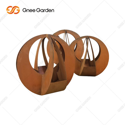 Custom Shape Laser Cut Geometric corten steel flower pots  90*25*25cm